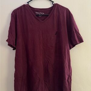 Nautica Maroon V-Neck Tee